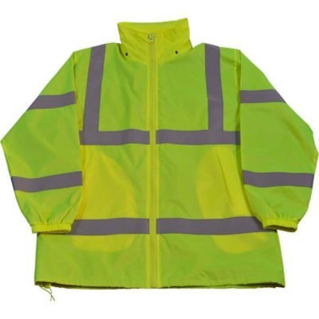 PETRA ROC INC Petra Roc Windbreaker Jacket, ANSI Class 3, Polyester Taffeta, Lime, S LWB-C3-S